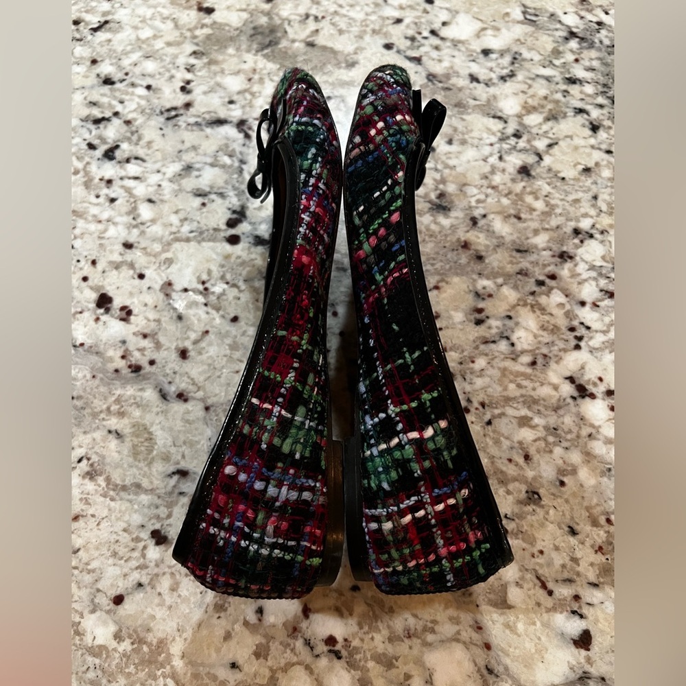 Talbots Women's Tartan Plaid Ballet Flats Woven Multi Color Yarn Bow Size 9.5 - Picture 9 of 9